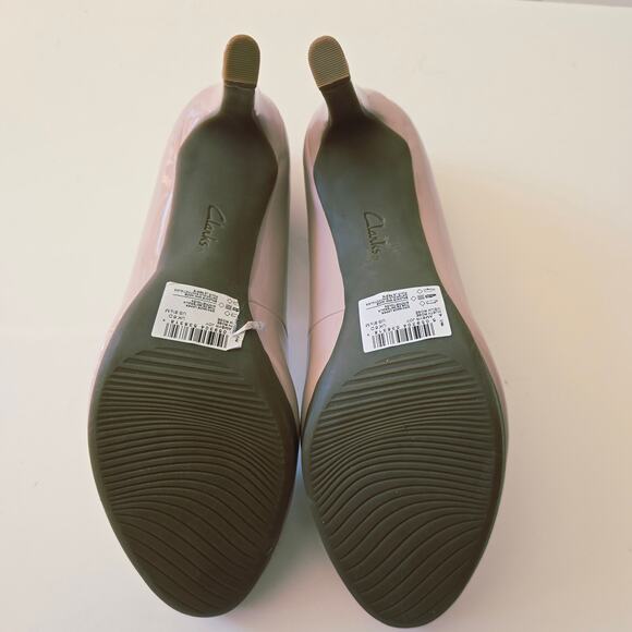 Clarks Ambyr Joy Dusty Pink Patent Leather Pump Heels Size 8.5 - Picture 9 of 11